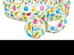 Бассейн детский INTEX 132х28 круг и мяч для плавания полный комплект.