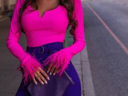 Боди с натуральными перьями