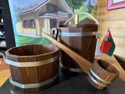 Бондарная продукция из термированной древесины для бани и сауны