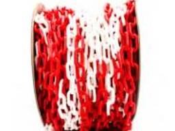 Цепь пластиковая красно-белая, 8мм, Бухта 25м