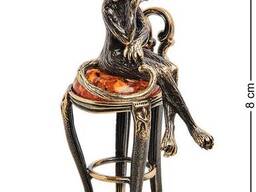 Фигурка «Кошка Кокетка на стуле» латунь, янтарь Tsxuos