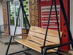 Качель , металлокаркас , сиденье - дуб