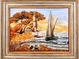 Картина «Красота природы» с янтарной крошкой 55х45см 48ZIH9