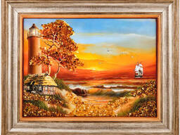 Картина «Красота природы» с янтарной крошкой 55х45см BOWJ5A