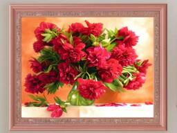 Картина принт красные пионы в вазе май 2000г 27*21 см