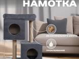Когтеточка для кошки с двумя домиками "Пентхаус m" 74 см. с двумя столбиками и лежанкой - фото 2