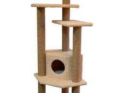 Когтеточка-игровой комплекс Торнадо из меха и джута (выс. 1,80 м, шир. 50 см) Cat House. ..