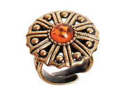 Кольцо «Веер» латунь, янтарь NCB61S