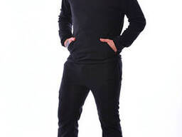 Костюм из флиса 180 г/м2. Цвет: Черный. Куртка худи, брюки. XL