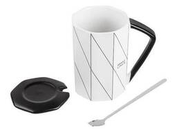 Кружка керамическая с крышкой и ложкой, 380 мл. , Simple lines, Perfecto Linea (Размер:. ..