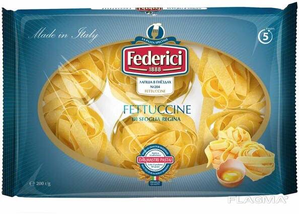 Макаронные изделия «FEDERICI» №204 FETTUCCINE Лапша яичная в гнездах 200г