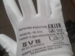 Перчатки НИТРАС белые с белым полиуретановым покрытием