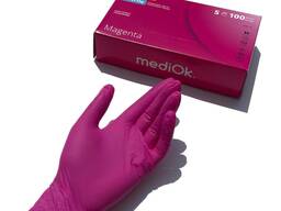 Перчатки нитриловые Mediok, 50 пар, цвет: Розовый, Фуксия, Красный, Мятный