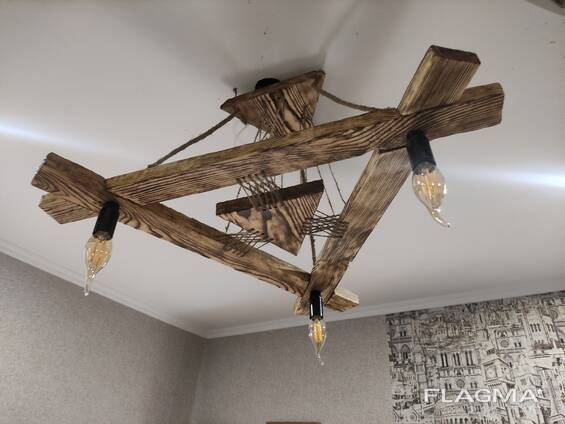 Оригинальный потолочный светильник из дерева в эко стиле PIE