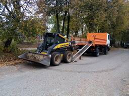 Аренда мини погрузчика, ковш и вилы