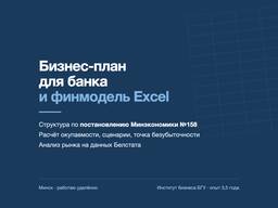 Разработка бизнес-плана по постановлению №158 и финансовой модели в Excel