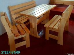 Садовые столы, скамьи, мосты, лежаки из дерева