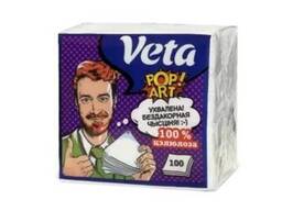Салфетки бумажные неокрашенные Veta Pop Art по 100 шт в упаковке (24)