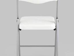 Складной стул Джонни экокожа белый каркас металлик