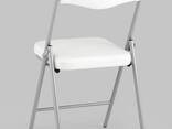 Складной стул Джонни экокожа белый каркас металлик - фото 1
