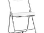 Складной стул Джонни экокожа белый каркас металлик - фото 3