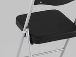 Складной стул Джонни экокожа черный каркас металлик - фото 2