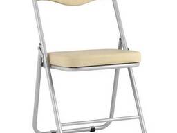 Складной стул Джонни экокожа кремовый каркас металлик