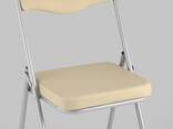 Складной стул Джонни экокожа кремовый каркас металлик - фото 2