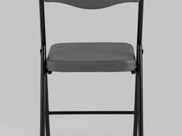 Складной стул Джонни экокожа серый каркас черный матовый