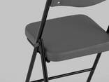 Складной стул Джонни экокожа серый каркас черный матовый - фото 1