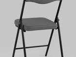 Складной стул Джонни экокожа серый каркас черный матовый - фото 2