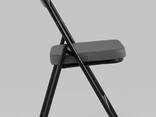 Складной стул Джонни экокожа серый каркас черный матовый - фото 3