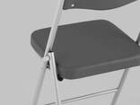 Складной стул Джонни экокожа серый каркас металлик - фото 2