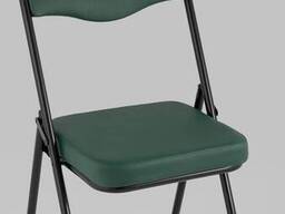 Складной стул Джонни экокожа зелёный каркас черный матовый