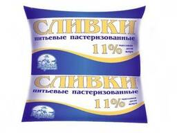 Сливки питьевые пастеризованные 11% жирности