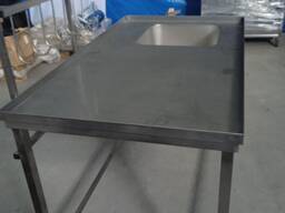 Стол разделочный с ванной и крюками (всё из нерж стали)