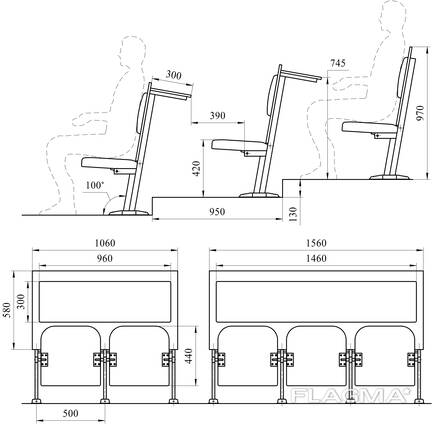 Кресло для потоковых аудиторий и лекционных залов Темпо