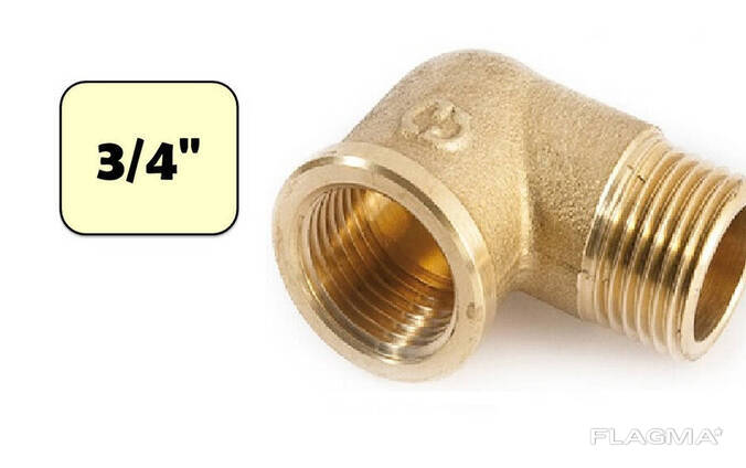 Угольник латунный 3/4" (ВР-НР) General Fittings